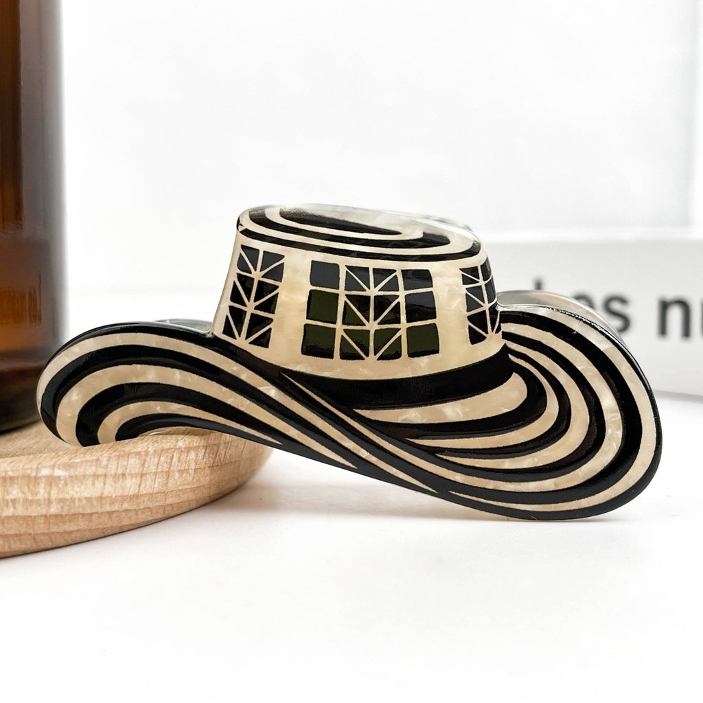 Pince à cheveux chapeau cowboy retro