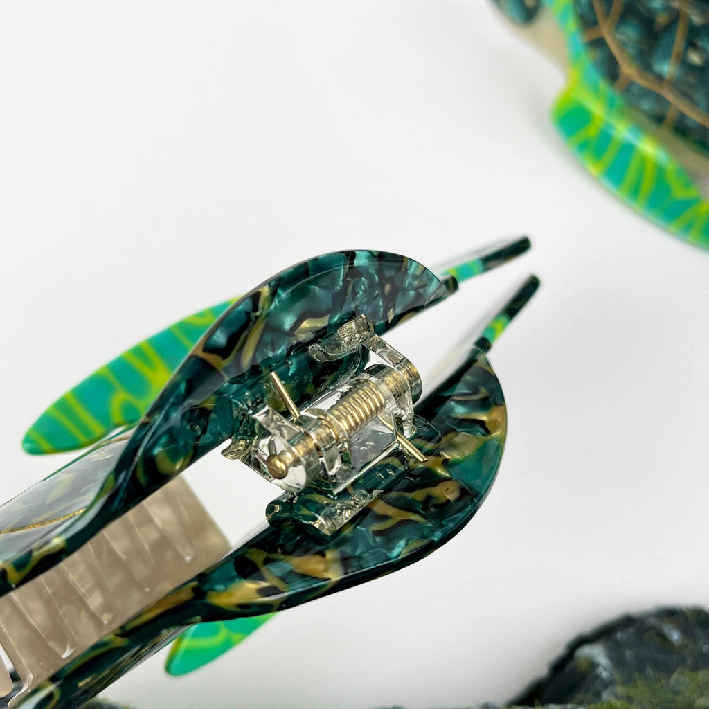 Pince à cheveux tortue verte