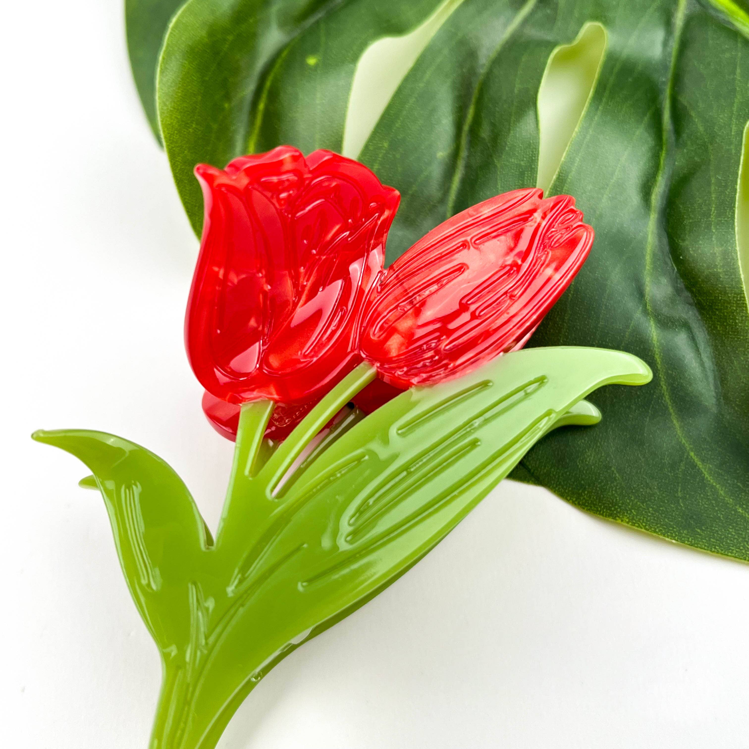 Pince à cheveux Tulipe Rouge